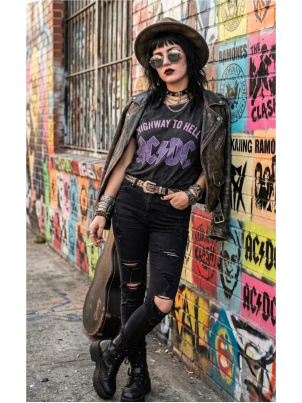 Women's Recycled Karma AC/DC Highway to Hell Graphic Tee, Black Size Small New